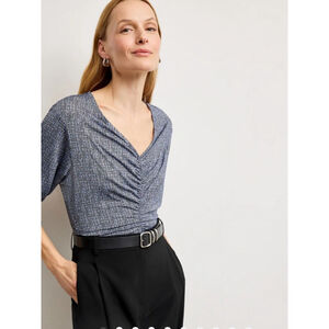 M.M. Lafleur Amina Ruched Top Printed Jersey stretchy slinky career Size S